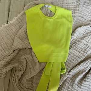 Zara neon green open back knit top